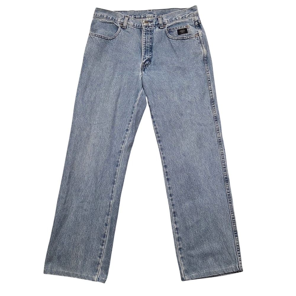 Harley-Davidson Traditional Mens‎ Jeans 33x30 Light Wash Blue Denim Biker Y2K